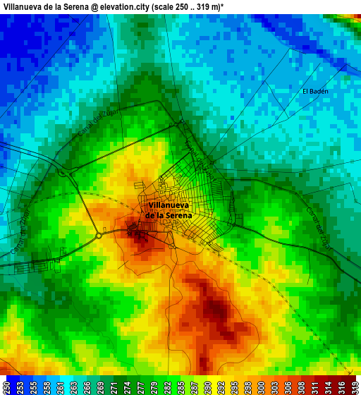 Villanueva de la Serena elevation map