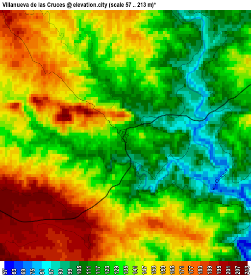 Villanueva de las Cruces elevation map