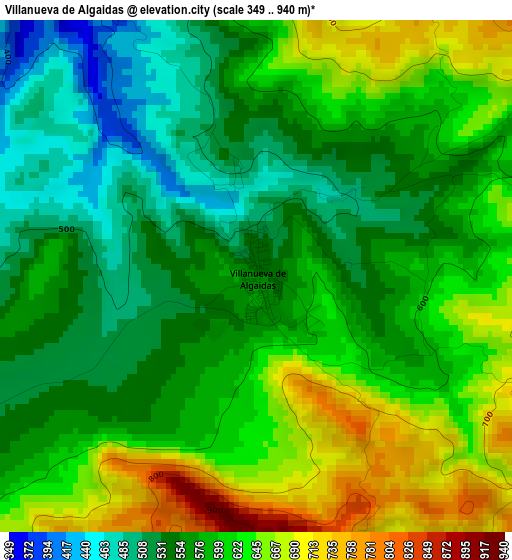 Villanueva de Algaidas elevation map