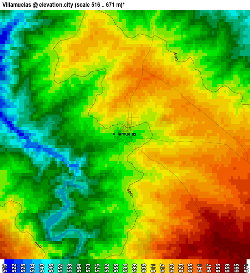 Villamuelas elevation map