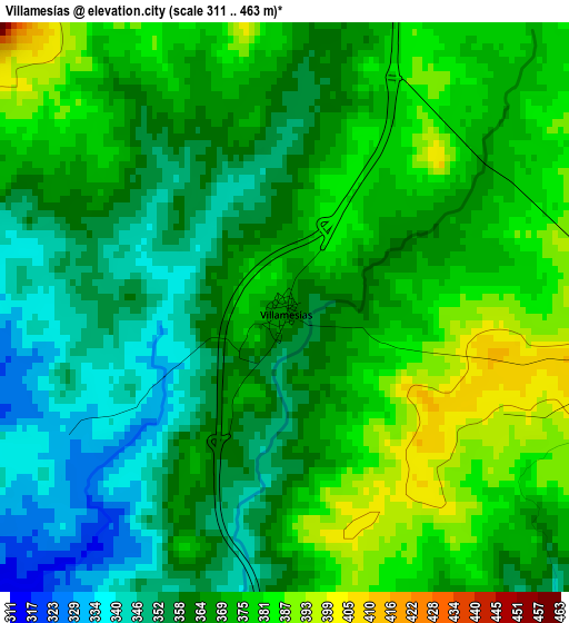 Villamesías elevation map