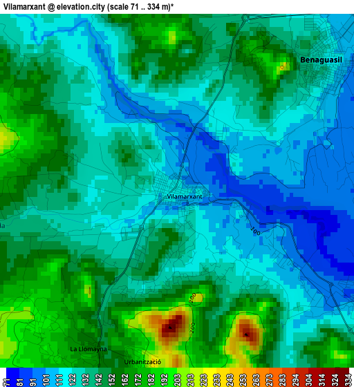 Vilamarxant elevation map