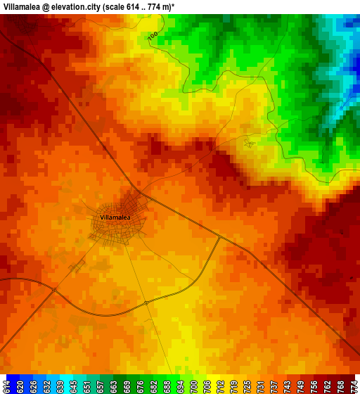 Villamalea elevation map