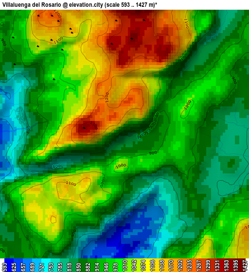 Villaluenga del Rosario elevation map