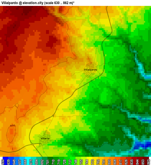 Villalpardo elevation map