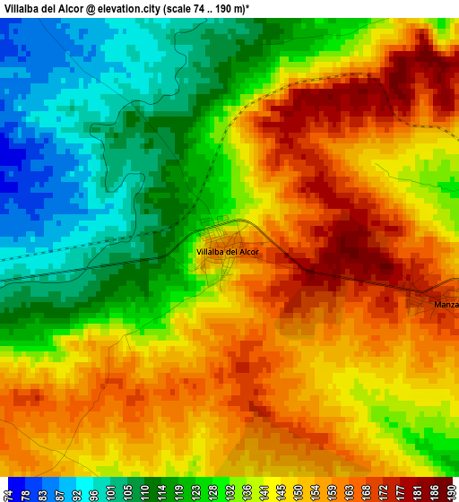 Villalba del Alcor elevation map