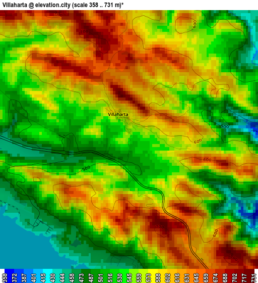 Villaharta elevation map