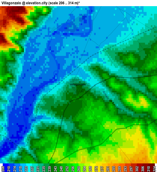 Villagonzalo elevation map