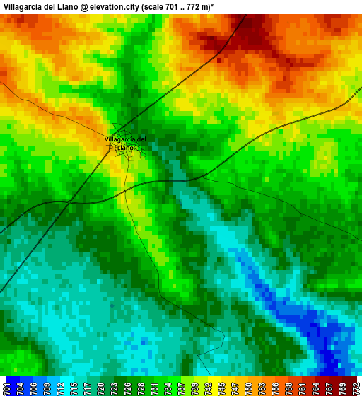 Villagarcía del Llano elevation map