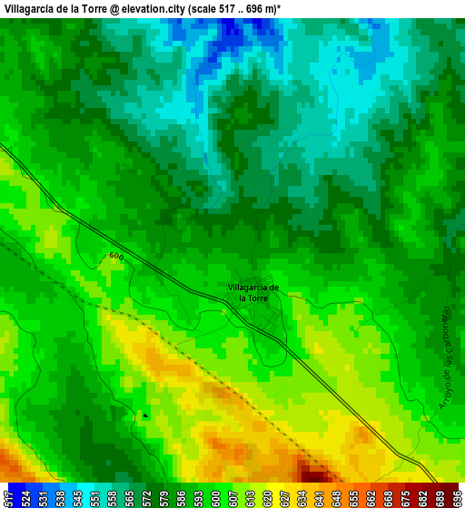 Villagarcía de la Torre elevation map