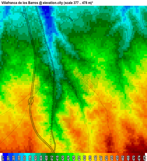 Villafranca de los Barros elevation map