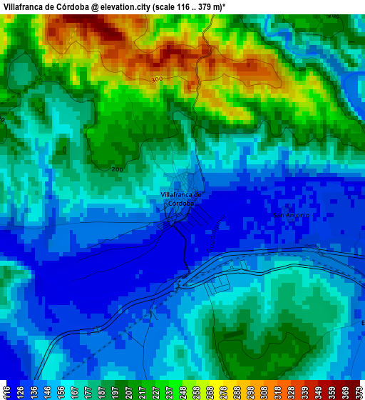 Villafranca de Córdoba elevation map