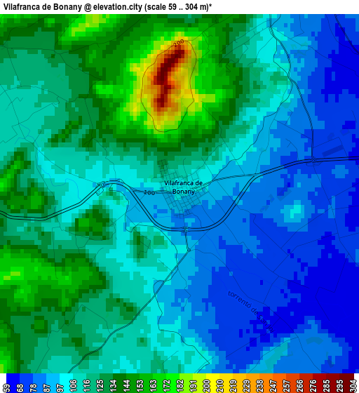 Vilafranca de Bonany elevation map