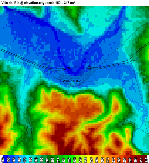 Villa del Río elevation map