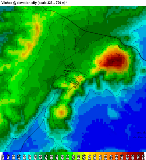 Vilches elevation map