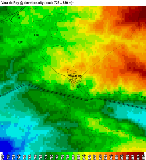 Vara de Rey elevation map