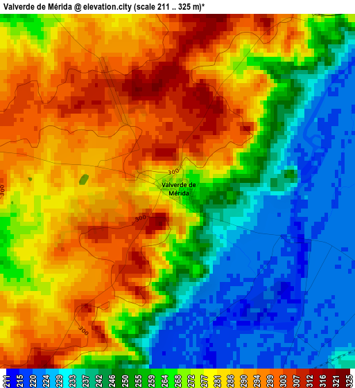 Valverde de Mérida elevation map