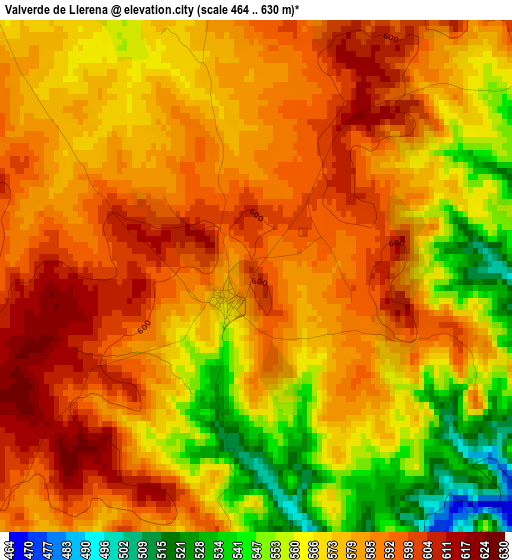 Valverde de Llerena elevation map