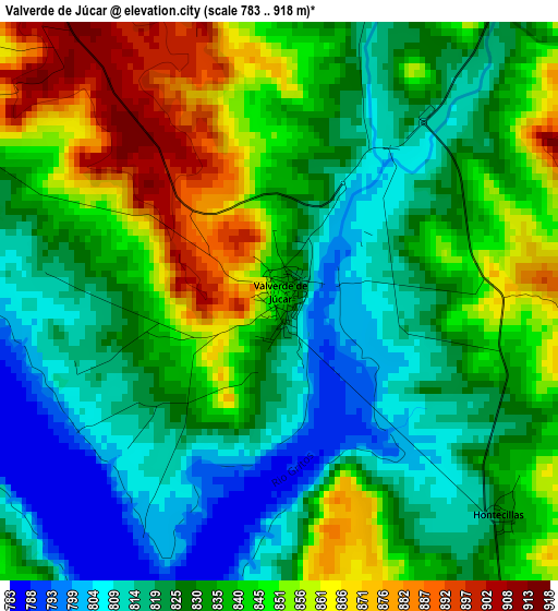 Valverde de Júcar elevation map