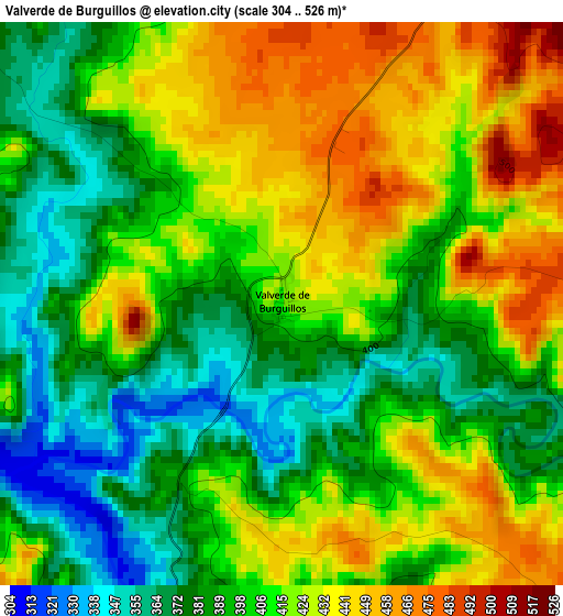 Valverde de Burguillos elevation map