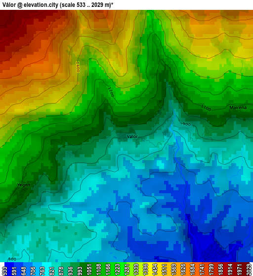 Válor elevation map