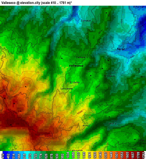 Valleseco elevation map