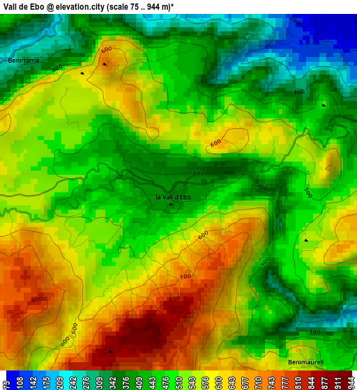 Vall de Ebo elevation map