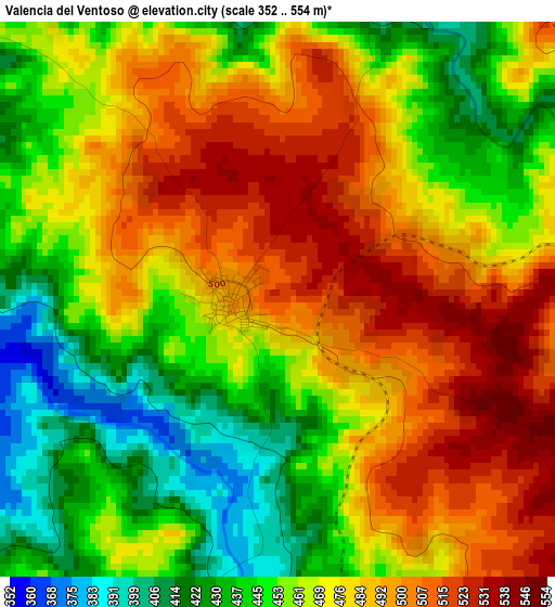 Valencia del Ventoso elevation map