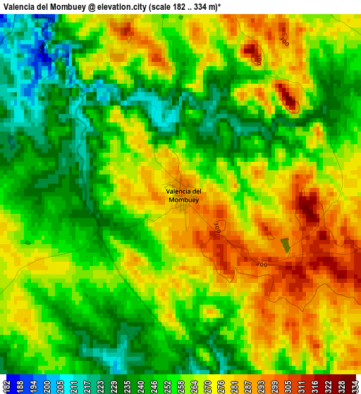 Valencia del Mombuey elevation map