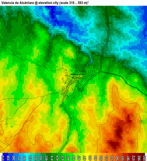 Valencia de Alcántara elevation map