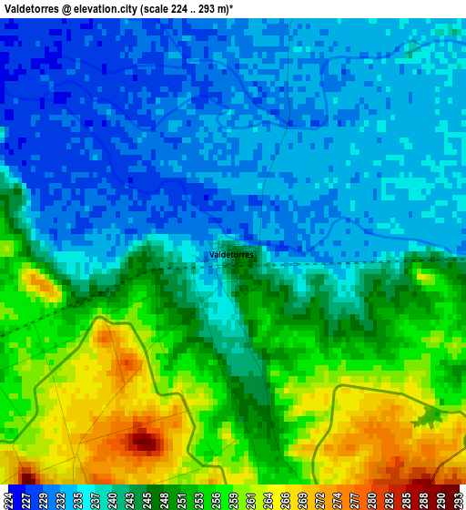 Valdetorres elevation map