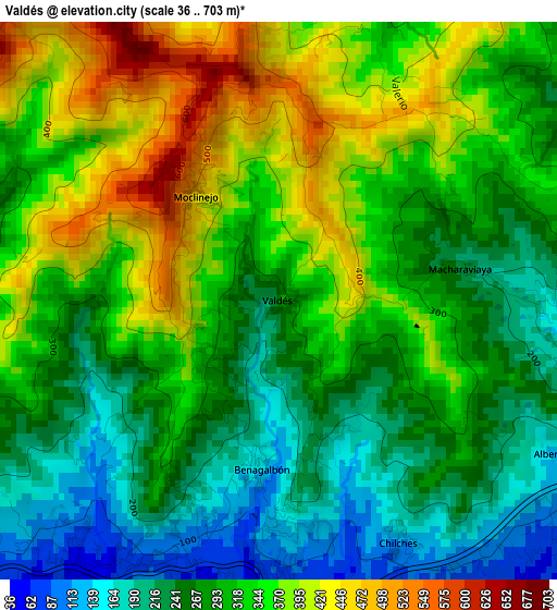 Valdés elevation map