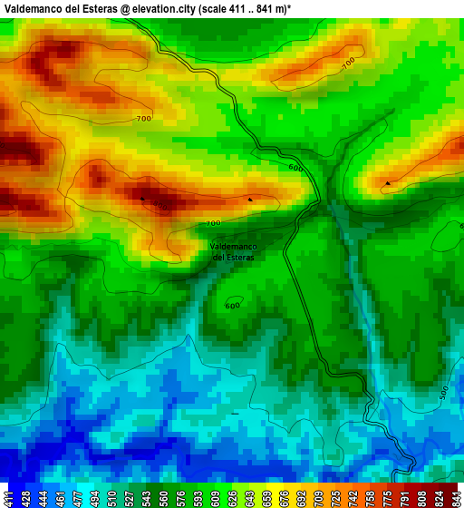 Valdemanco del Esteras elevation map