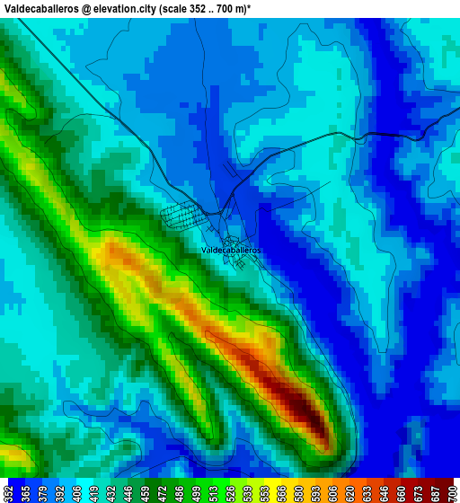 Valdecaballeros elevation map