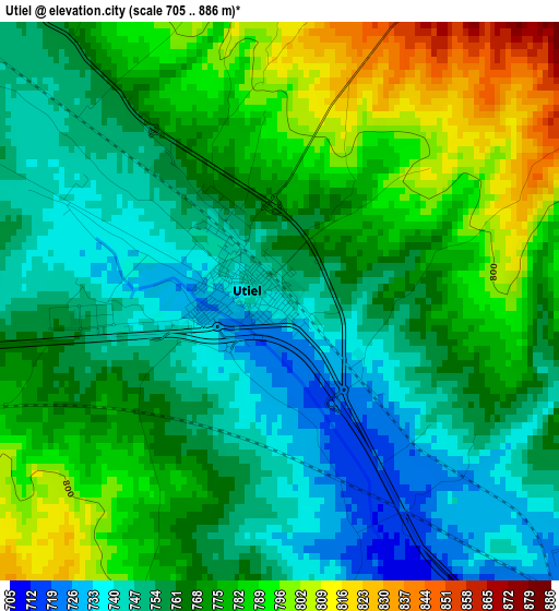 Utiel elevation map