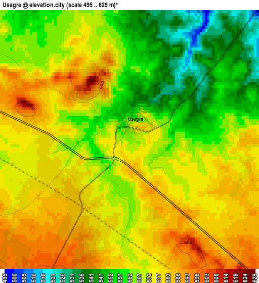 Usagre elevation map