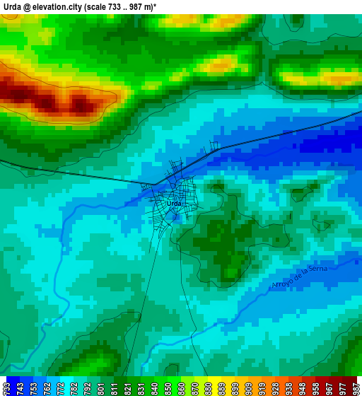 Urda elevation map