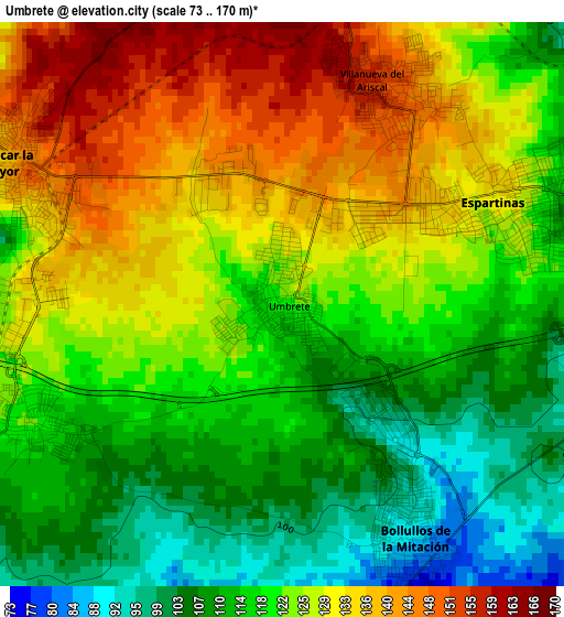 Umbrete elevation map