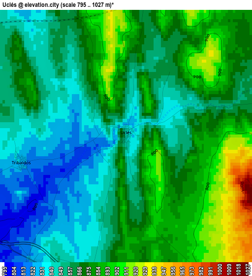 Uclés elevation map