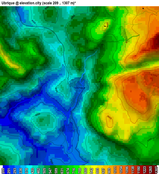 Ubrique elevation map