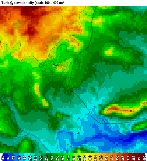 Turís elevation map