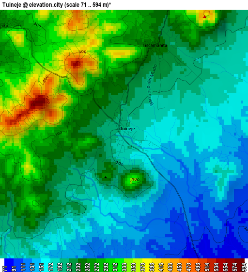 Tuineje elevation map