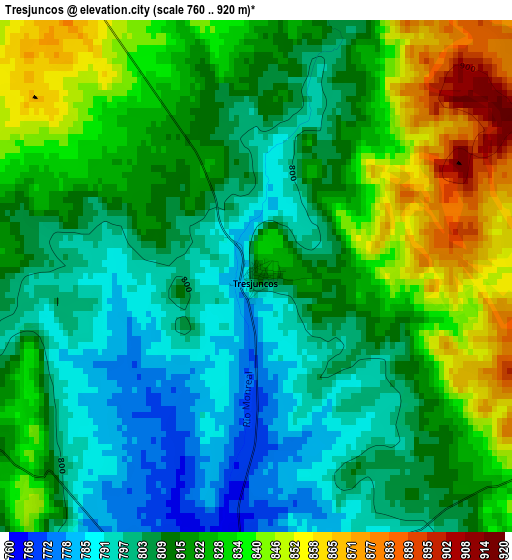 Tresjuncos elevation map