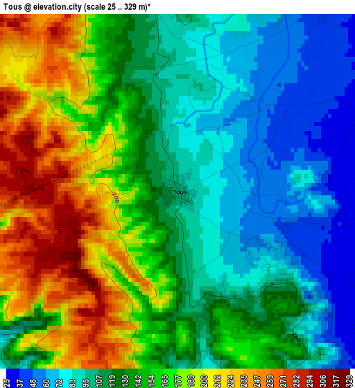 Tous elevation map