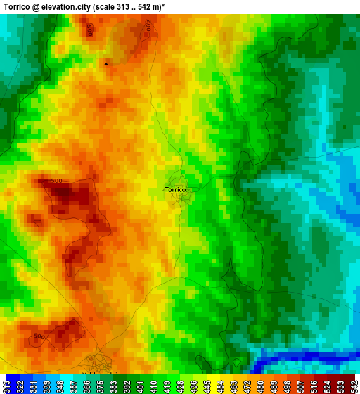 Torrico elevation map