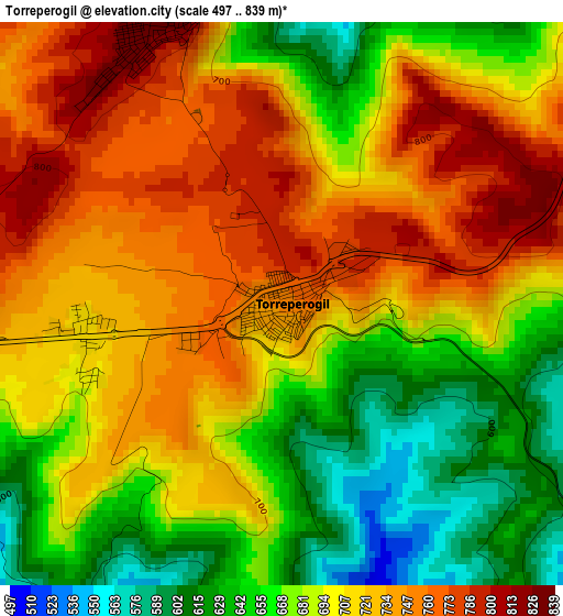 Torreperogil elevation map