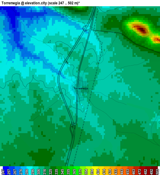 Torremegía elevation map