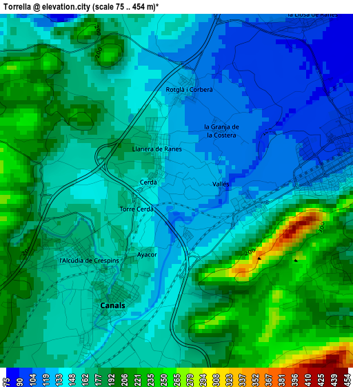 Torrella elevation map