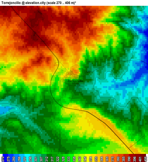 Torrejoncillo elevation map