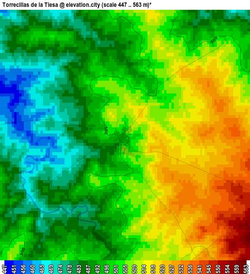 Torrecillas de la Tiesa elevation map